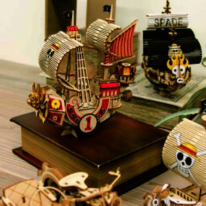  ki-gu-mi One Piece Thousand Sunny Ship Model - One Piece Model  Kit Series - Japanese Miniature Wooden 3D Puzzle for Adults and Teens - Fun  DIY Wood Craft Kits for Adults