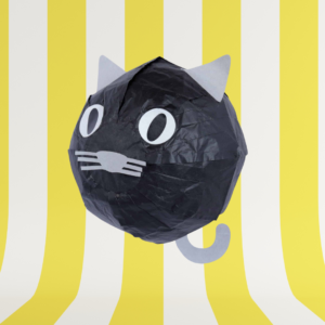 Washi Paper Balloon – Black Cat