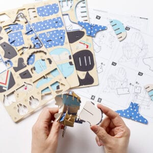 wa-gu-mi Fukusuke Wooden 3D Puzzle 12 wgmi fksk assembly1