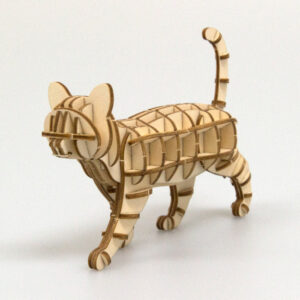wa-gu-mi Strolling Cat Wooden 3D Puzzle 11 wgmi rcat angles1