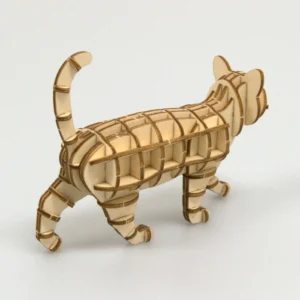 wa-gu-mi Strolling Cat Wooden 3D Puzzle 8 wgmi rcat angles4