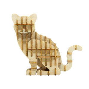 wa-gu-mi Standing Cat Wooden 3D Puzzle 9 wgmi scat angles3