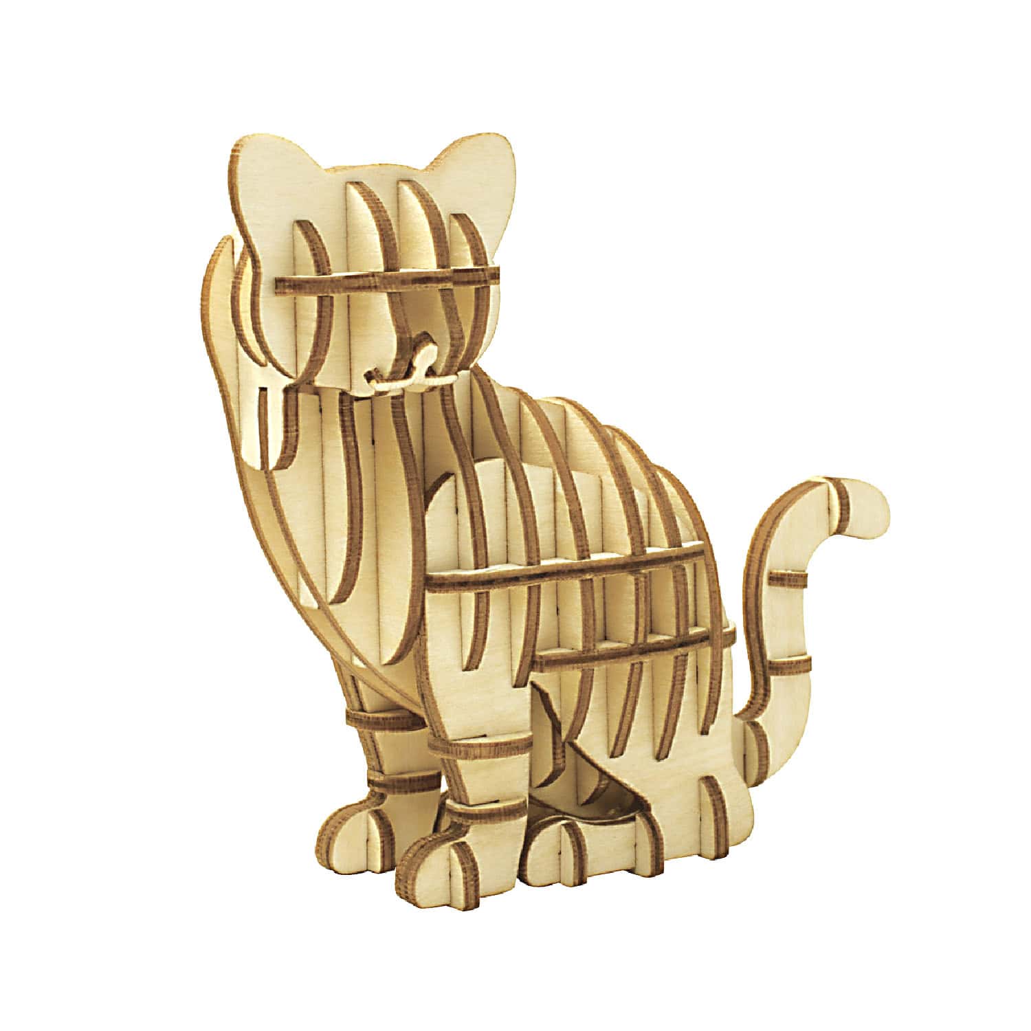 wa-gu-mi Standing Cat Wooden 3D Puzzle 1 wa-gu-mi Standing Cat Wooden 3D Puzzle
