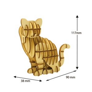 wa-gu-mi Standing Cat Wooden 3D Puzzle 8 wgmi scat size1 mm